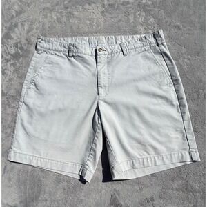 Peter Millar Mens 37 Gray Flat Front Cotton Blend Stretch Chino Shorts 8 Inseam